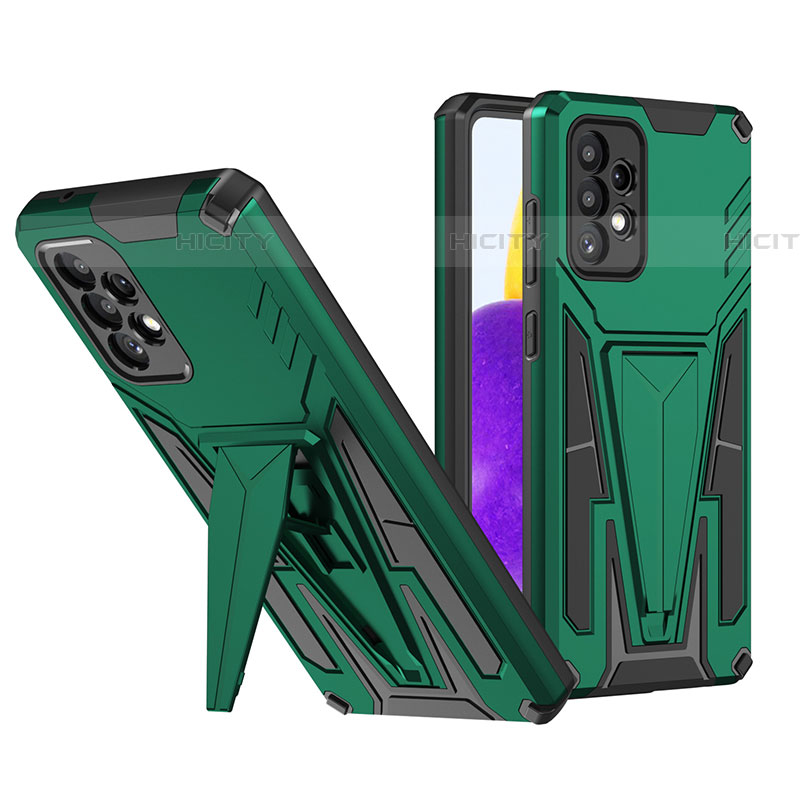 Funda Bumper Silicona y Plastico Mate Carcasa con Soporte MQ1 para Samsung Galaxy A72 4G Verde