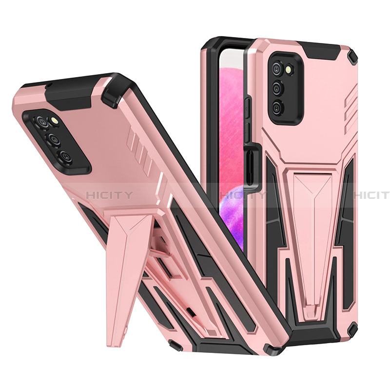 Funda Bumper Silicona y Plastico Mate Carcasa con Soporte MQ1 para Samsung Galaxy F02S SM-E025F