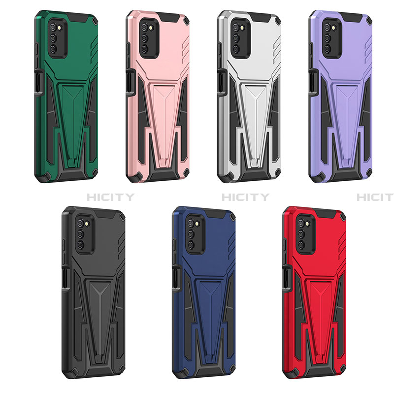 Funda Bumper Silicona y Plastico Mate Carcasa con Soporte MQ1 para Samsung Galaxy F02S SM-E025F