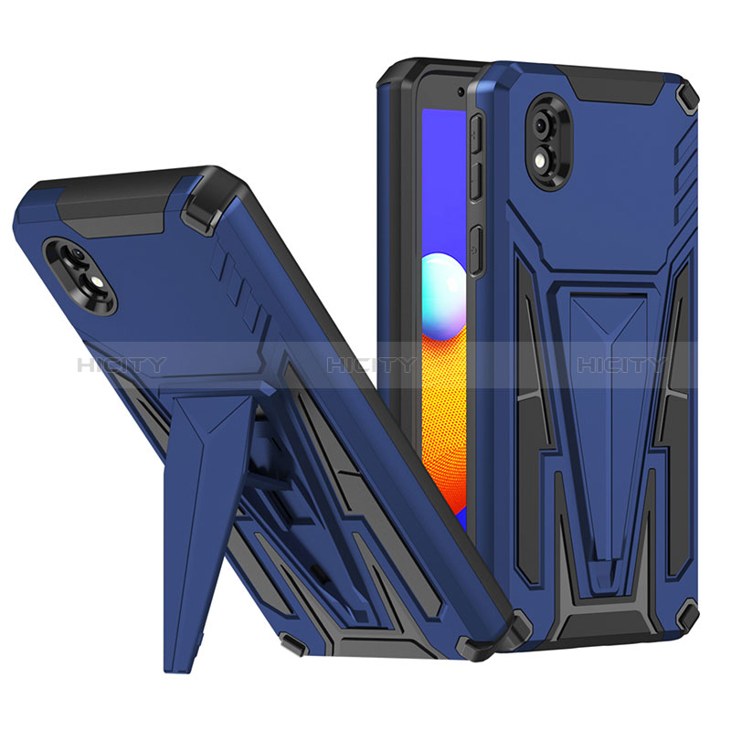 Funda Bumper Silicona y Plastico Mate Carcasa con Soporte MQ1 para Samsung Galaxy M01 Core