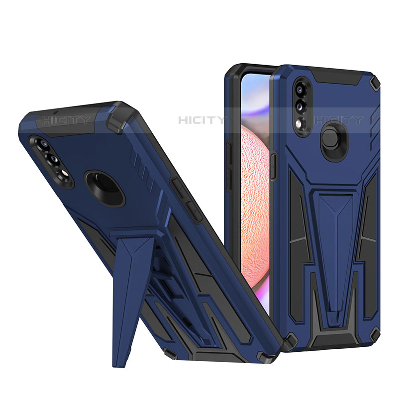 Funda Bumper Silicona y Plastico Mate Carcasa con Soporte MQ1 para Samsung Galaxy M01s Azul