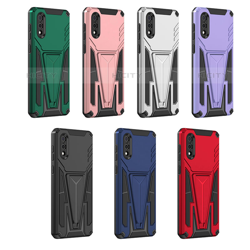 Funda Bumper Silicona y Plastico Mate Carcasa con Soporte MQ1 para Samsung Galaxy M02