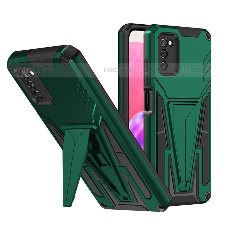 Funda Bumper Silicona y Plastico Mate Carcasa con Soporte MQ1 para Samsung Galaxy M02s Verde