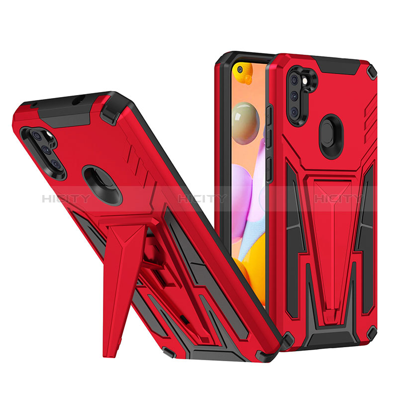 Funda Bumper Silicona y Plastico Mate Carcasa con Soporte MQ1 para Samsung Galaxy M11