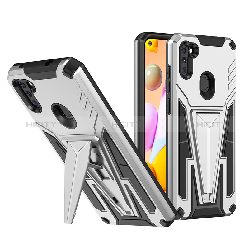 Funda Bumper Silicona y Plastico Mate Carcasa con Soporte MQ1 para Samsung Galaxy M11