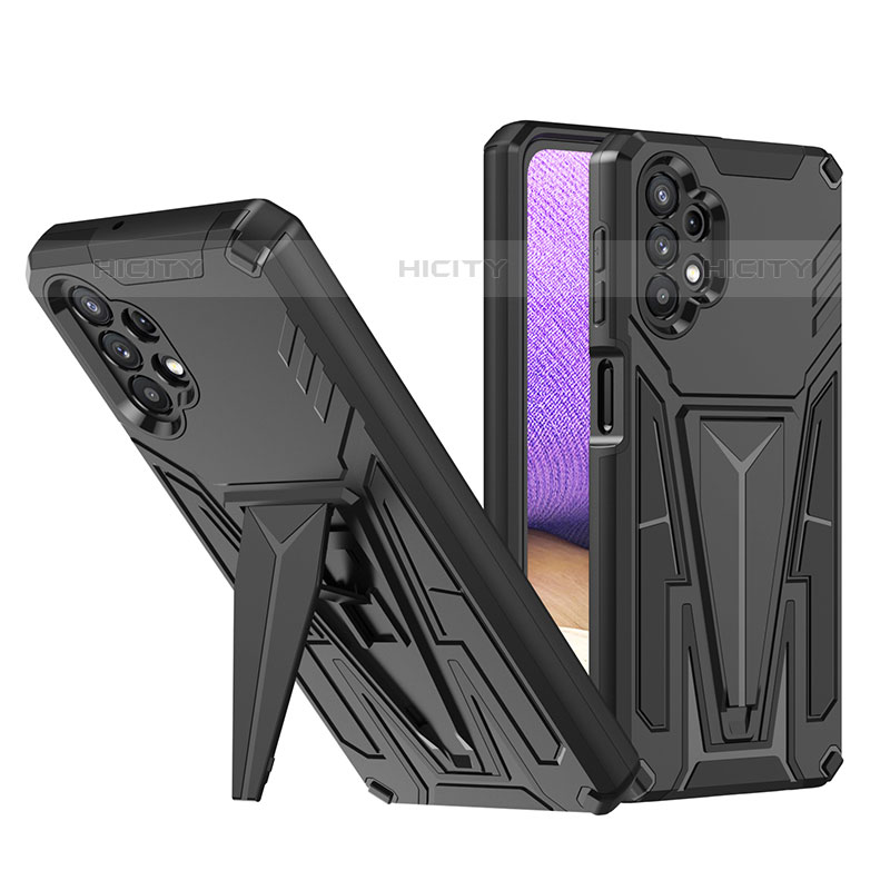 Funda Bumper Silicona y Plastico Mate Carcasa con Soporte MQ1 para Samsung Galaxy M32 5G Negro