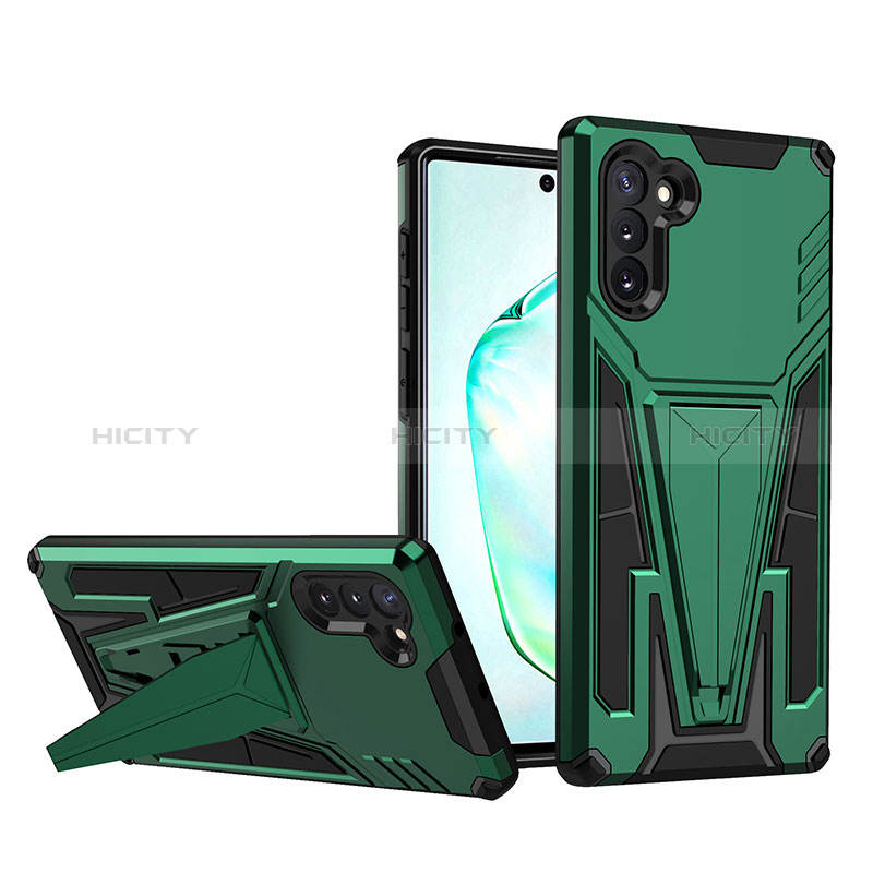 Funda Bumper Silicona y Plastico Mate Carcasa con Soporte MQ1 para Samsung Galaxy Note 10 5G Verde