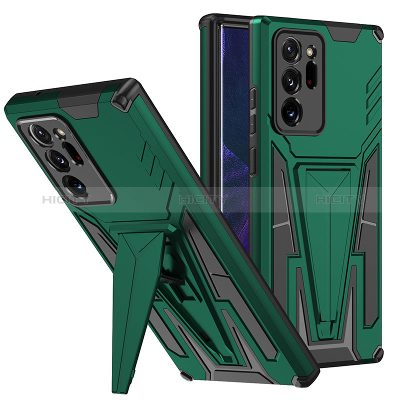 Funda Bumper Silicona y Plastico Mate Carcasa con Soporte MQ1 para Samsung Galaxy Note 20 Ultra 5G Verde