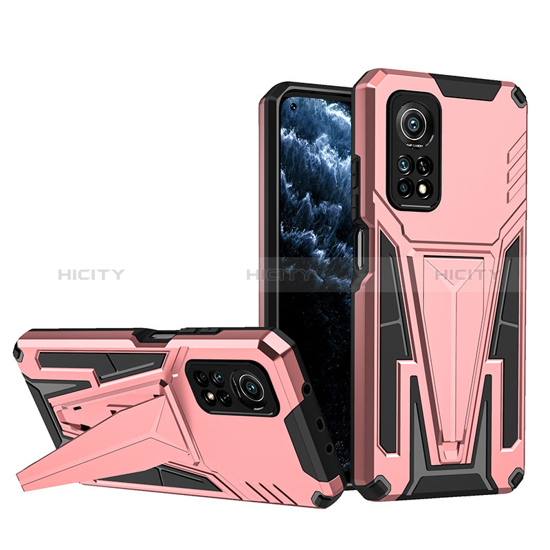 Funda Bumper Silicona y Plastico Mate Carcasa con Soporte MQ1 para Xiaomi Mi 10T 5G