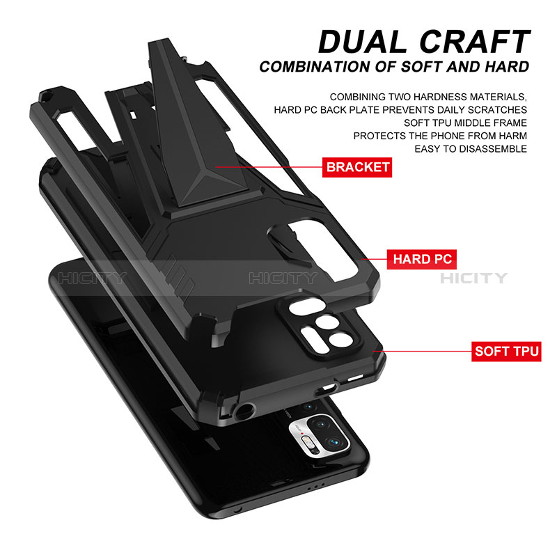 Funda Bumper Silicona y Plastico Mate Carcasa con Soporte MQ1 para Xiaomi POCO M3 Pro 5G