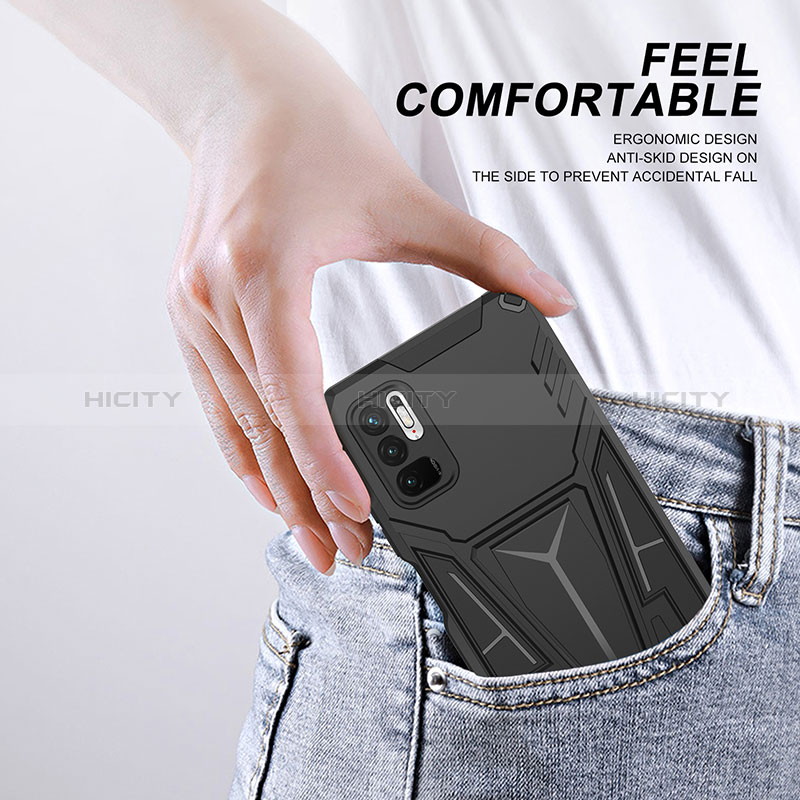 Funda Bumper Silicona y Plastico Mate Carcasa con Soporte MQ1 para Xiaomi POCO M3 Pro 5G