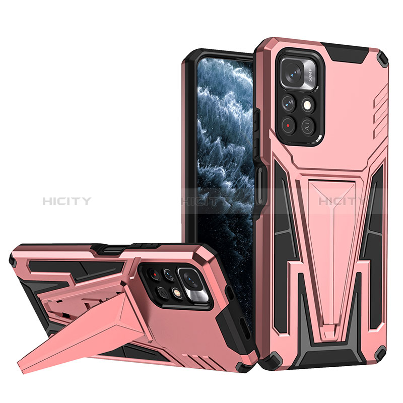 Funda Bumper Silicona y Plastico Mate Carcasa con Soporte MQ1 para Xiaomi Poco M4 Pro 5G