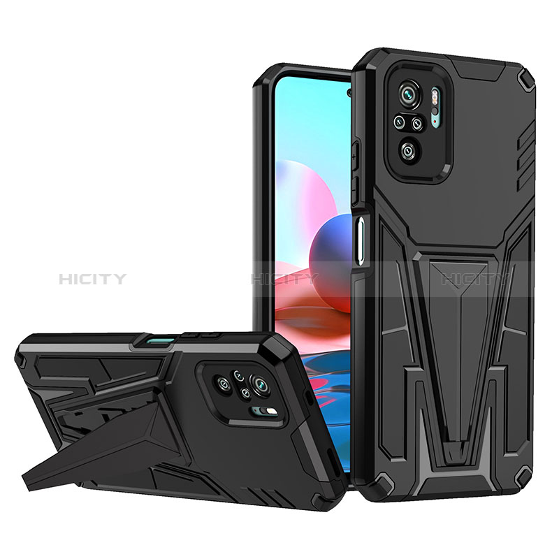 Funda Bumper Silicona y Plastico Mate Carcasa con Soporte MQ1 para Xiaomi Poco M5S