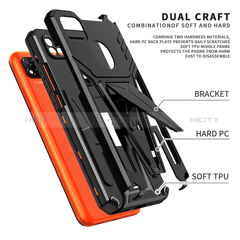 Funda Bumper Silicona y Plastico Mate Carcasa con Soporte MQ1 para Xiaomi Redmi 10A 4G