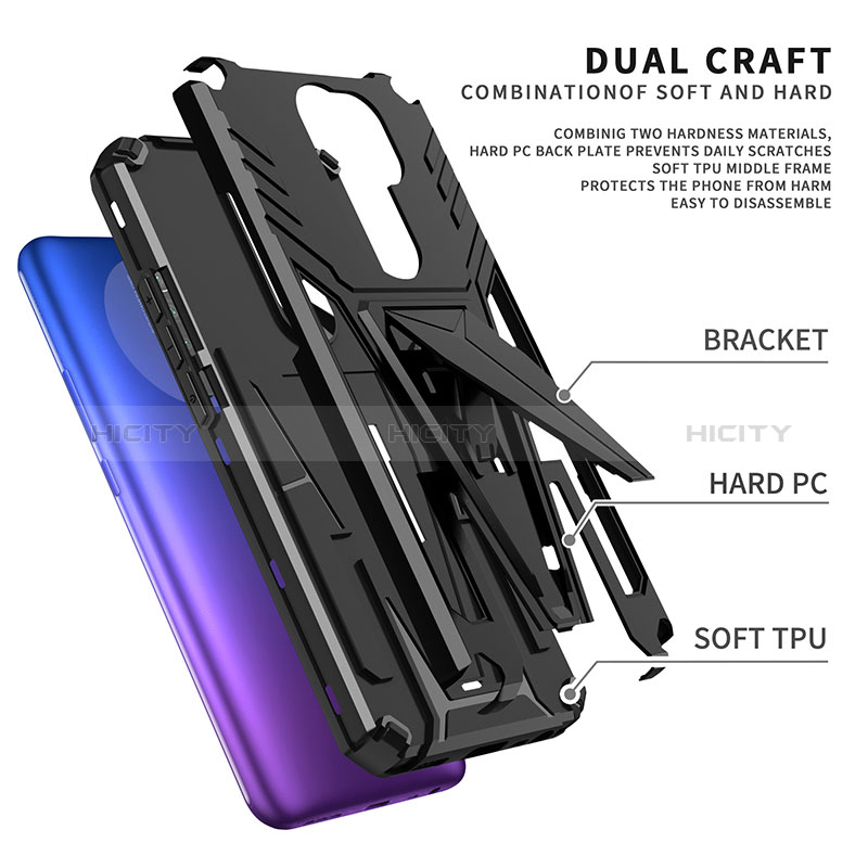 Funda Bumper Silicona y Plastico Mate Carcasa con Soporte MQ1 para Xiaomi Redmi 9