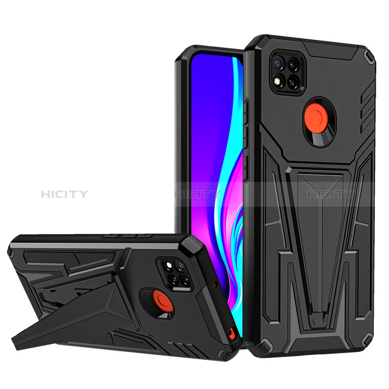 Funda Bumper Silicona y Plastico Mate Carcasa con Soporte MQ1 para Xiaomi Redmi 9 Activ