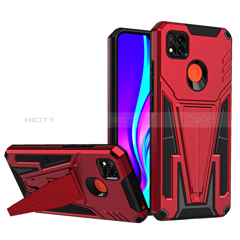 Funda Bumper Silicona y Plastico Mate Carcasa con Soporte MQ1 para Xiaomi Redmi 9 Activ