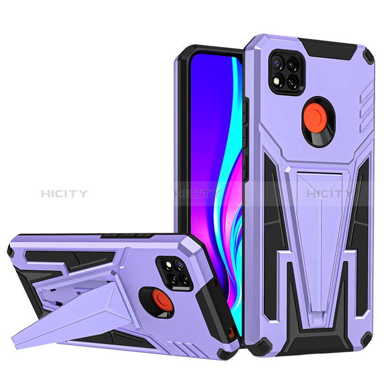 Funda Bumper Silicona y Plastico Mate Carcasa con Soporte MQ1 para Xiaomi Redmi 9 Activ