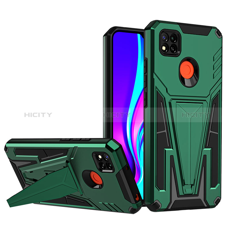 Funda Bumper Silicona y Plastico Mate Carcasa con Soporte MQ1 para Xiaomi Redmi 9 Activ