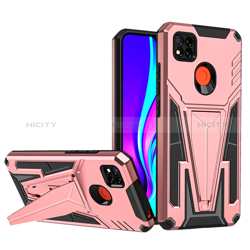 Funda Bumper Silicona y Plastico Mate Carcasa con Soporte MQ1 para Xiaomi Redmi 9 Activ