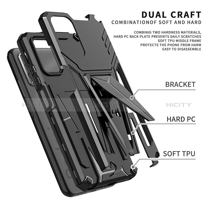 Funda Bumper Silicona y Plastico Mate Carcasa con Soporte MQ1 para Xiaomi Redmi 9 Power