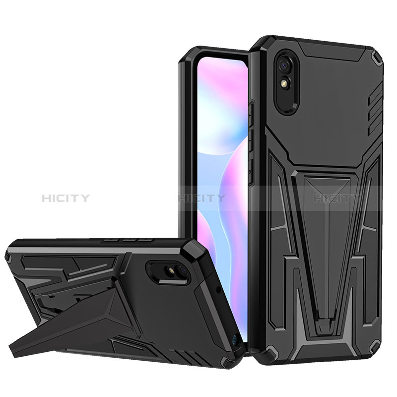 Funda Bumper Silicona y Plastico Mate Carcasa con Soporte MQ1 para Xiaomi Redmi 9A