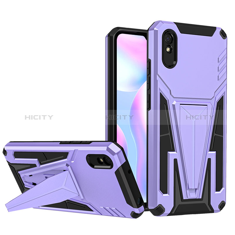 Funda Bumper Silicona y Plastico Mate Carcasa con Soporte MQ1 para Xiaomi Redmi 9A