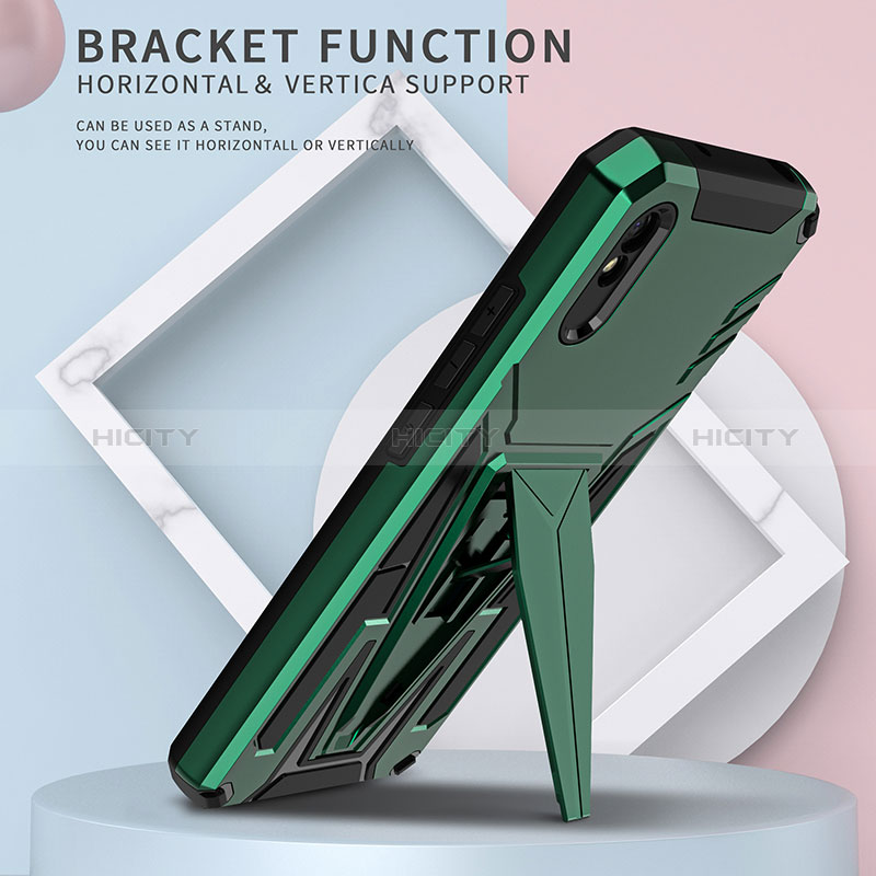 Funda Bumper Silicona y Plastico Mate Carcasa con Soporte MQ1 para Xiaomi Redmi 9i