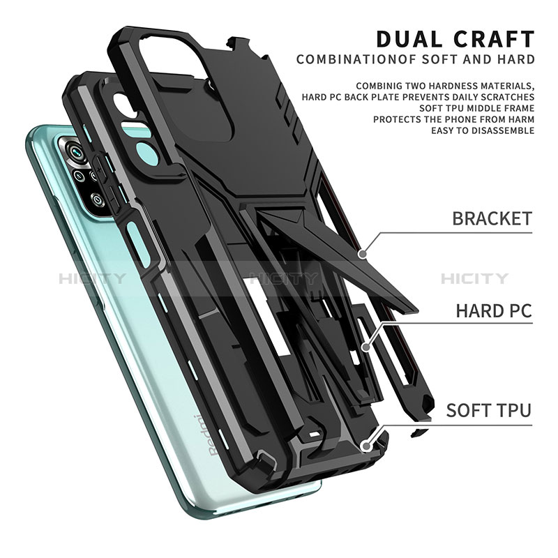 Funda Bumper Silicona y Plastico Mate Carcasa con Soporte MQ1 para Xiaomi Redmi Note 10 4G