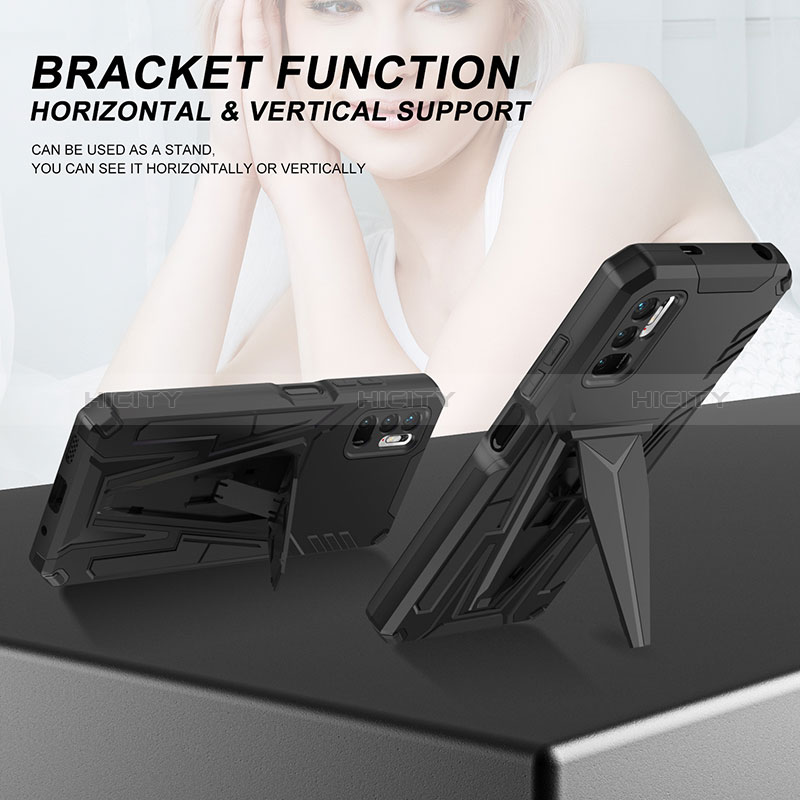 Funda Bumper Silicona y Plastico Mate Carcasa con Soporte MQ1 para Xiaomi Redmi Note 10 5G