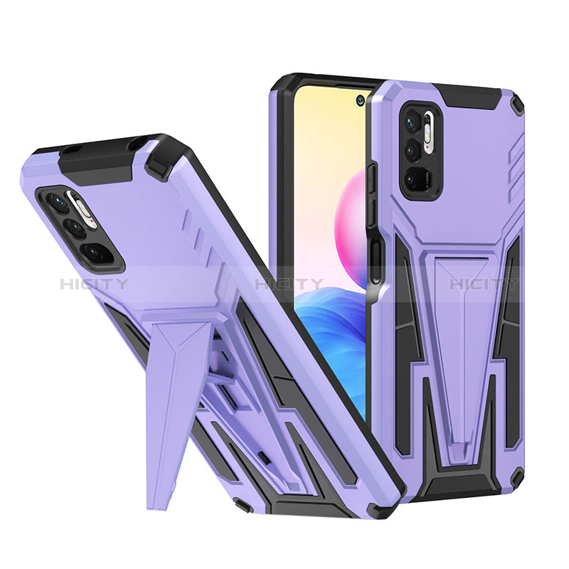 Funda Bumper Silicona y Plastico Mate Carcasa con Soporte MQ1 para Xiaomi Redmi Note 10 5G