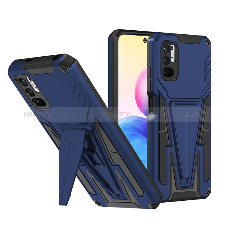 Funda Bumper Silicona y Plastico Mate Carcasa con Soporte MQ1 para Xiaomi Redmi Note 10 5G