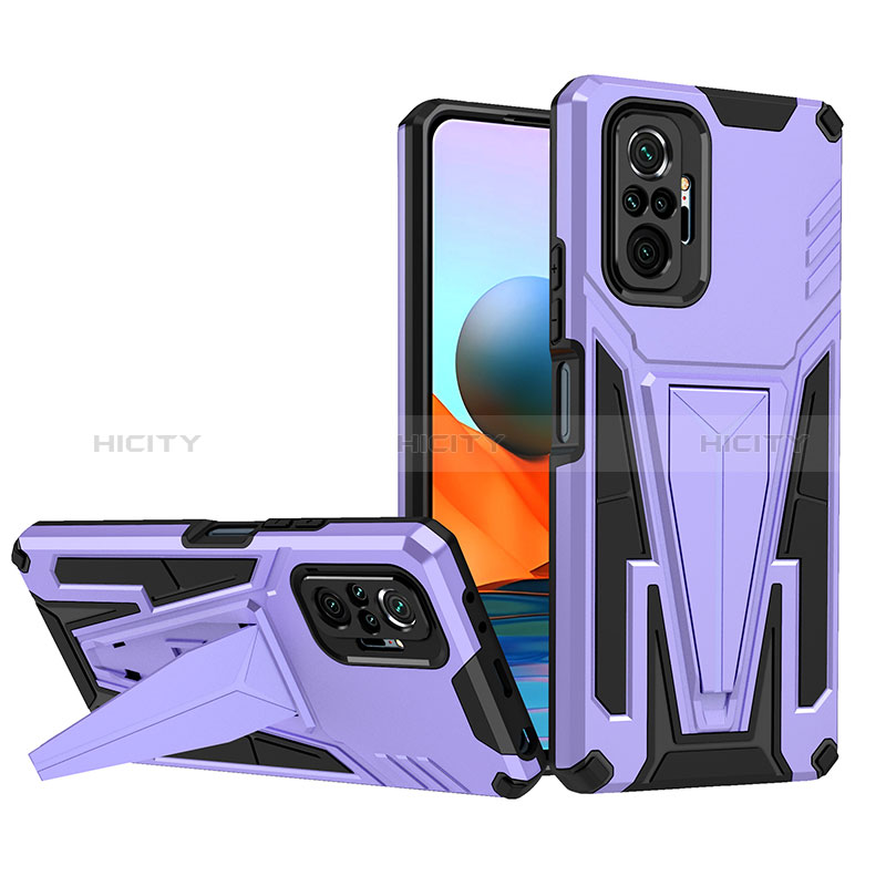 Funda Bumper Silicona y Plastico Mate Carcasa con Soporte MQ1 para Xiaomi Redmi Note 10 Pro 4G