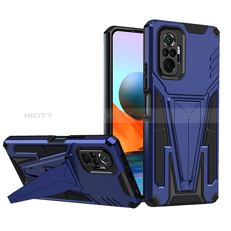 Funda Bumper Silicona y Plastico Mate Carcasa con Soporte MQ1 para Xiaomi Redmi Note 10 Pro Max