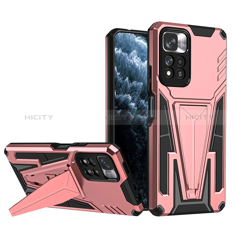 Funda Bumper Silicona y Plastico Mate Carcasa con Soporte MQ1 para Xiaomi Redmi Note 11 Pro+ Plus 5G