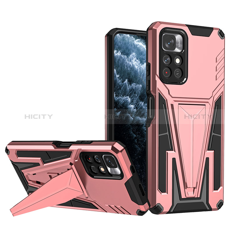 Funda Bumper Silicona y Plastico Mate Carcasa con Soporte MQ1 para Xiaomi Redmi Note 11S 5G