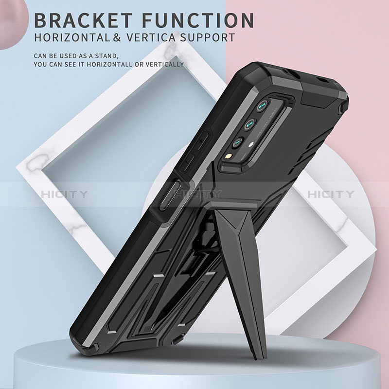 Funda Bumper Silicona y Plastico Mate Carcasa con Soporte MQ1 para Xiaomi Redmi Note 9 4G