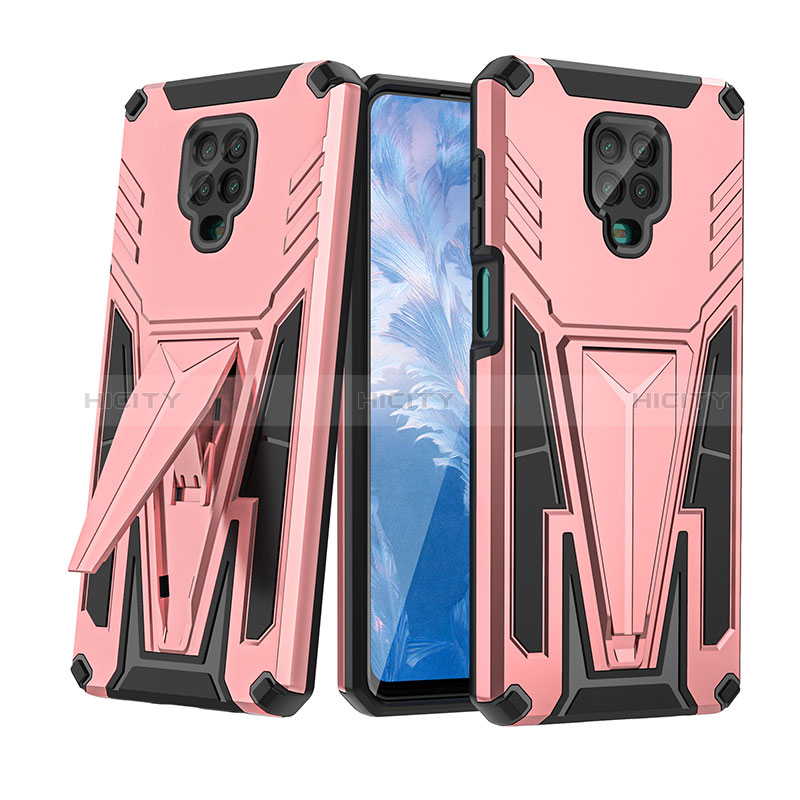 Funda Bumper Silicona y Plastico Mate Carcasa con Soporte MQ1 para Xiaomi Redmi Note 9 Pro Max