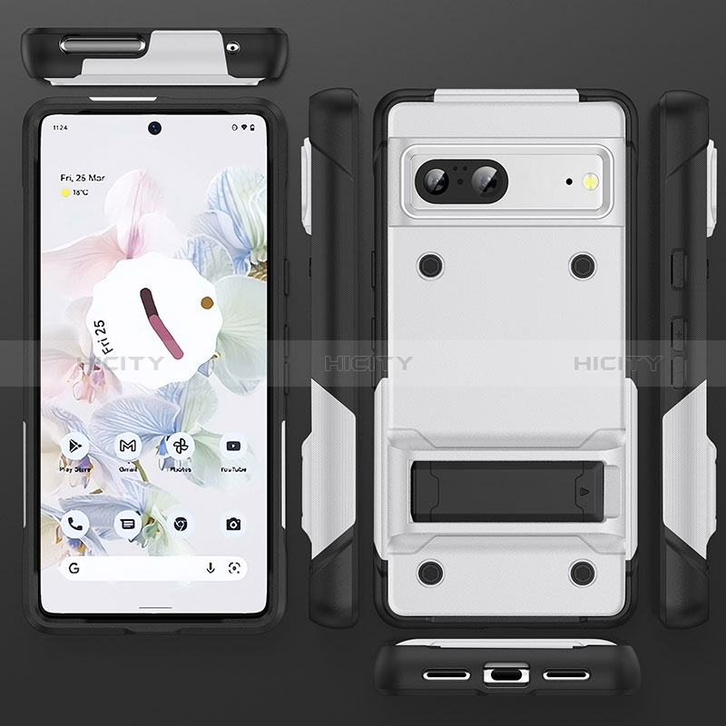 Funda Bumper Silicona y Plastico Mate Carcasa con Soporte MQ2 para Google Pixel 7 5G