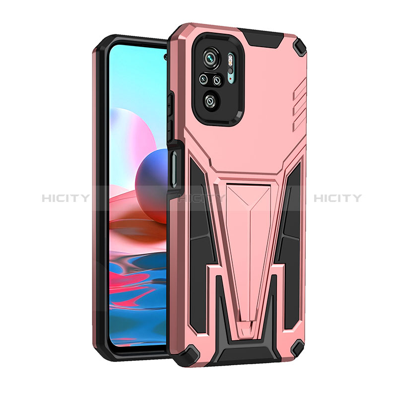 Funda Bumper Silicona y Plastico Mate Carcasa con Soporte MQ2 para Xiaomi Redmi Note 10 4G