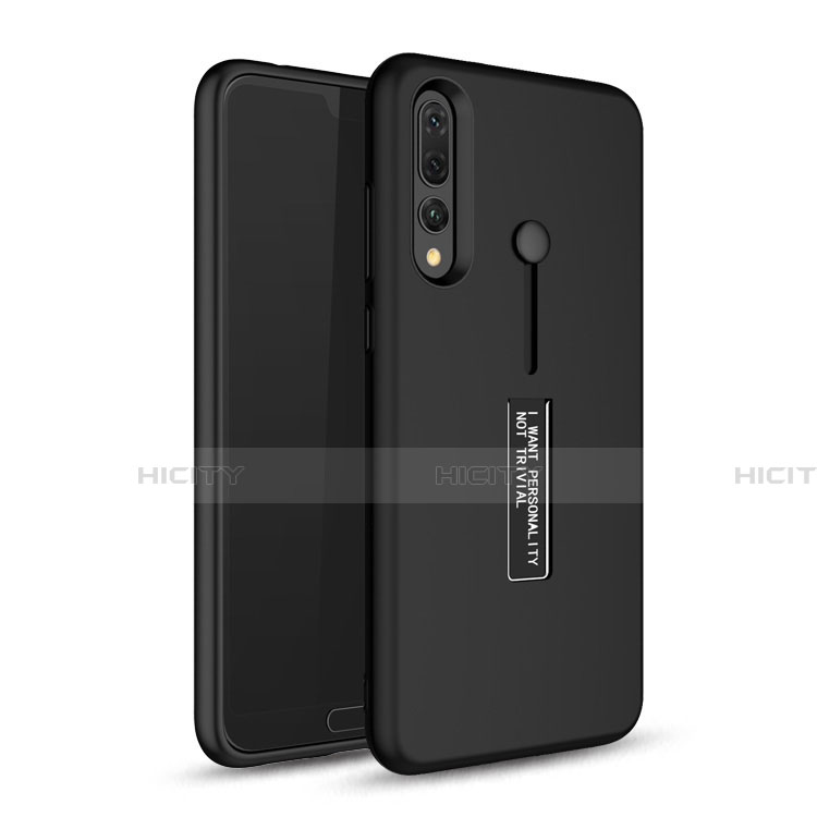 Funda Bumper Silicona y Plastico Mate Carcasa con Soporte P01 para Huawei P20 Pro Negro