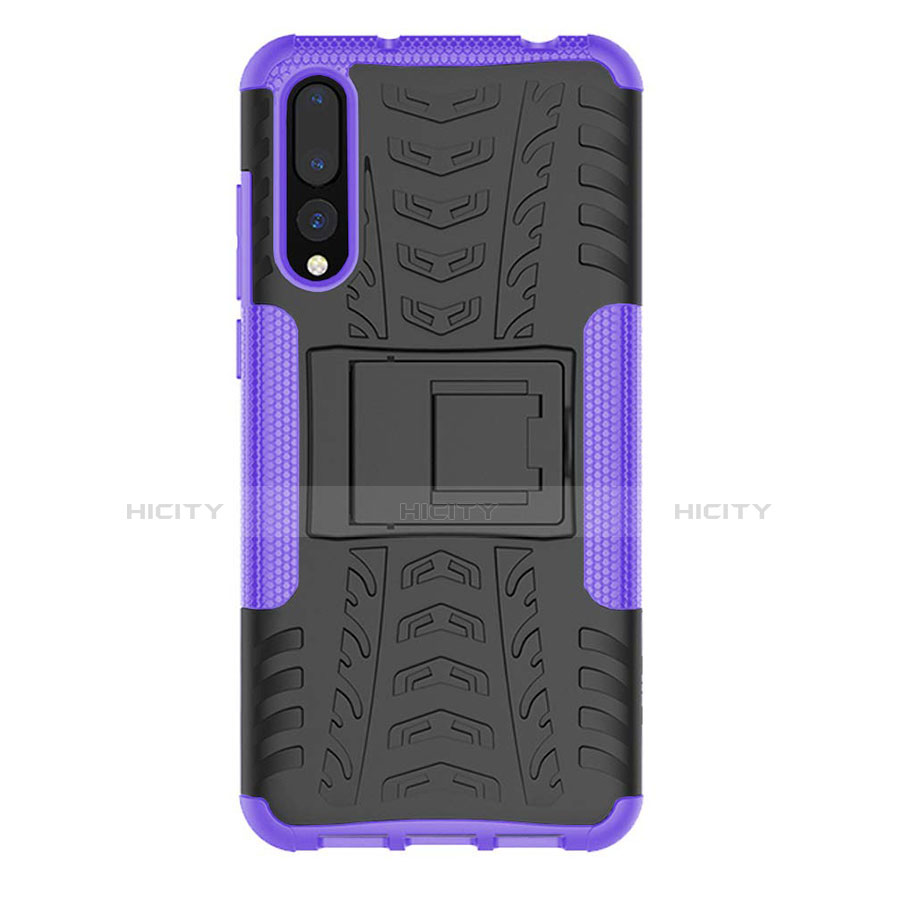 Funda Bumper Silicona y Plastico Mate Carcasa con Soporte P02 para Huawei P20 Pro Morado