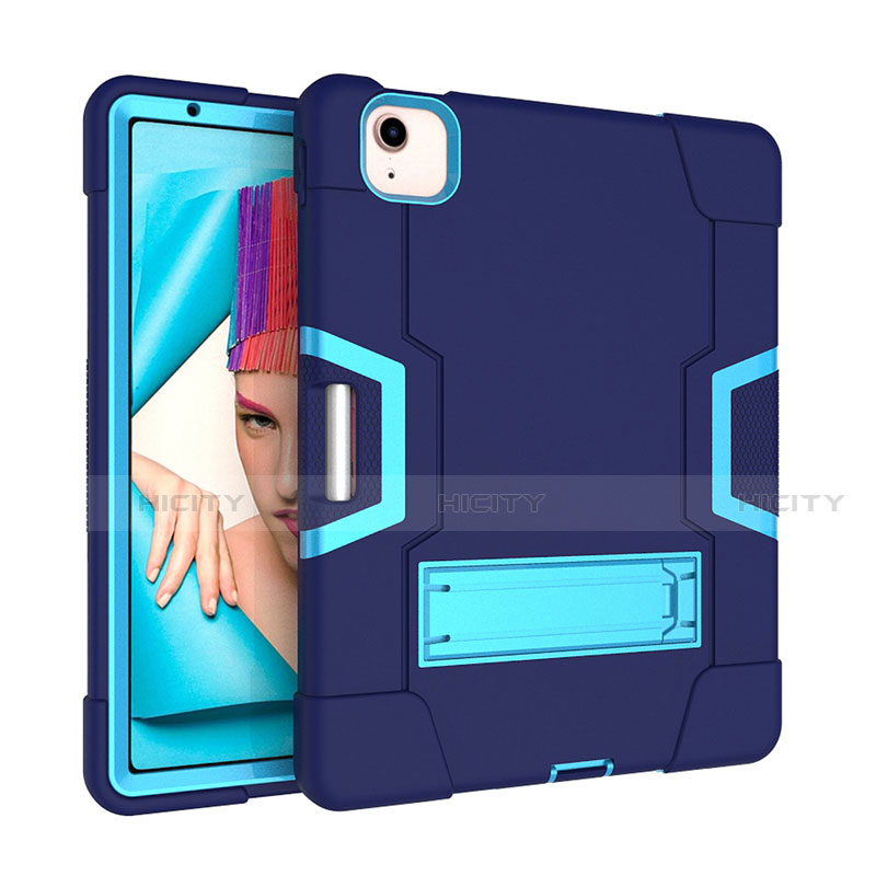 Funda Bumper Silicona y Plastico Mate Carcasa con Soporte para Apple iPad Air 4 10.9 (2020) Azul