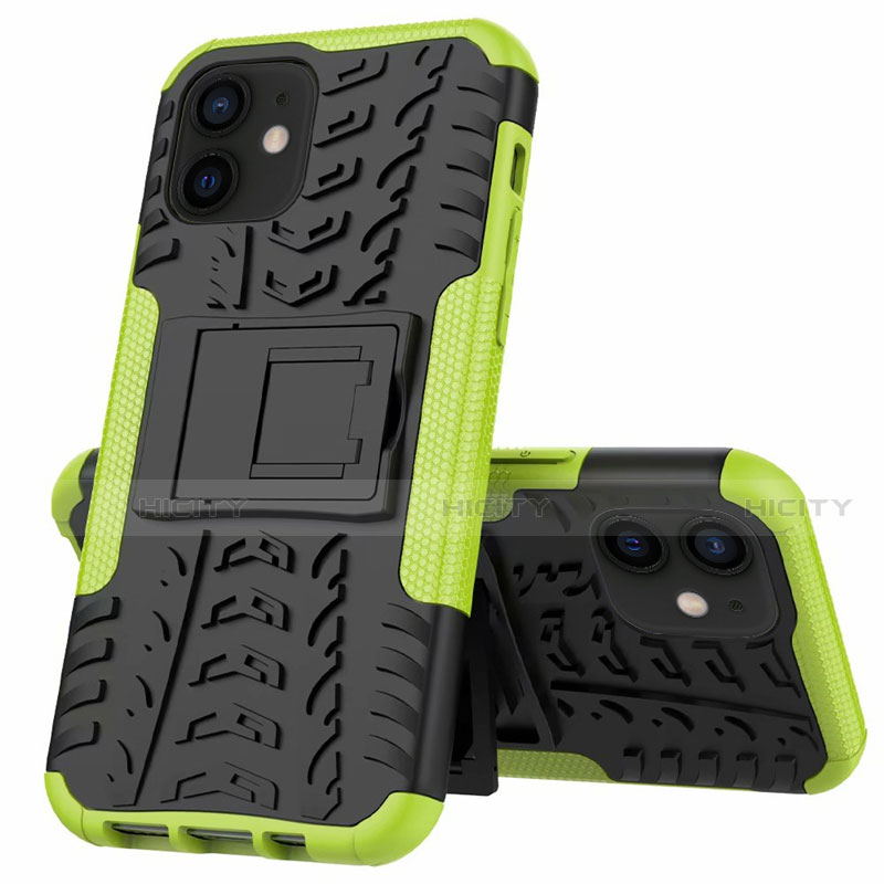 Funda Bumper Silicona y Plastico Mate Carcasa con Soporte para Apple iPhone 12