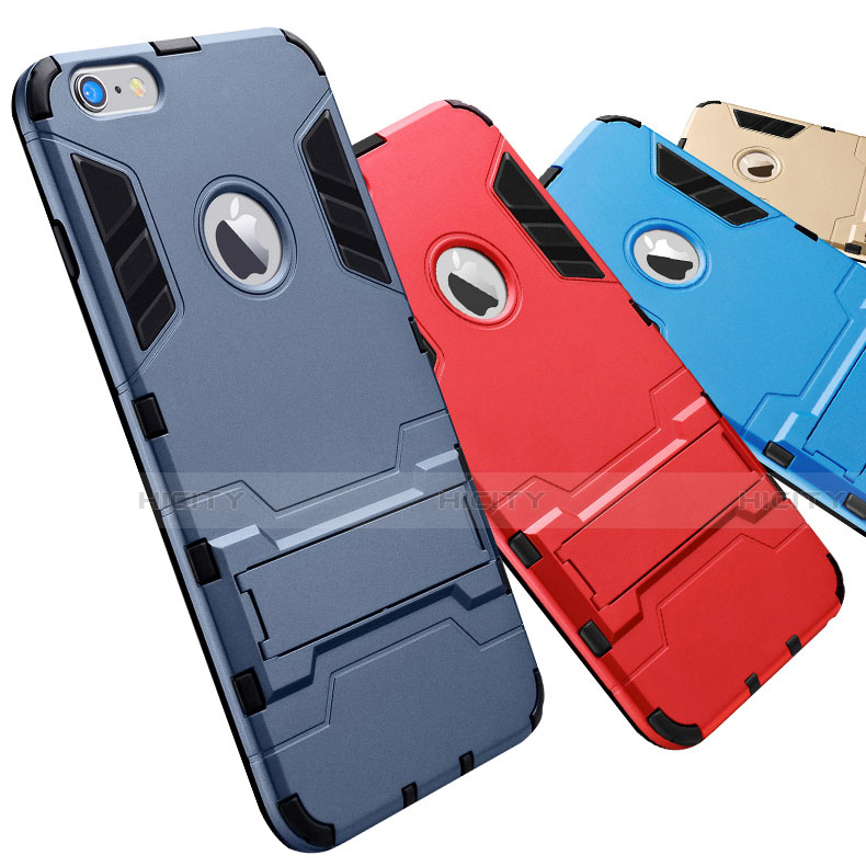 Funda Bumper Silicona y Plastico Mate Carcasa con Soporte para Apple iPhone 6S Plus