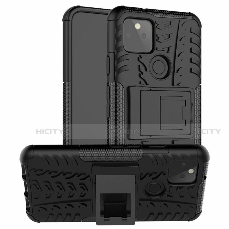 Funda Bumper Silicona y Plastico Mate Carcasa con Soporte para Google Pixel 5