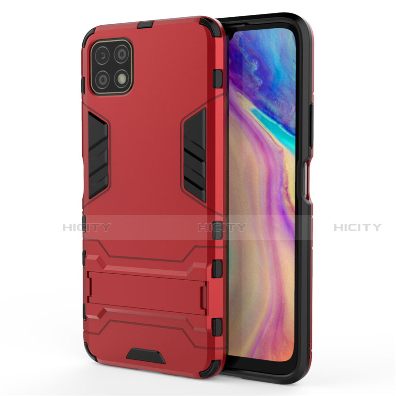 Funda Bumper Silicona y Plastico Mate Carcasa con Soporte para Huawei Enjoy 20 5G Rojo