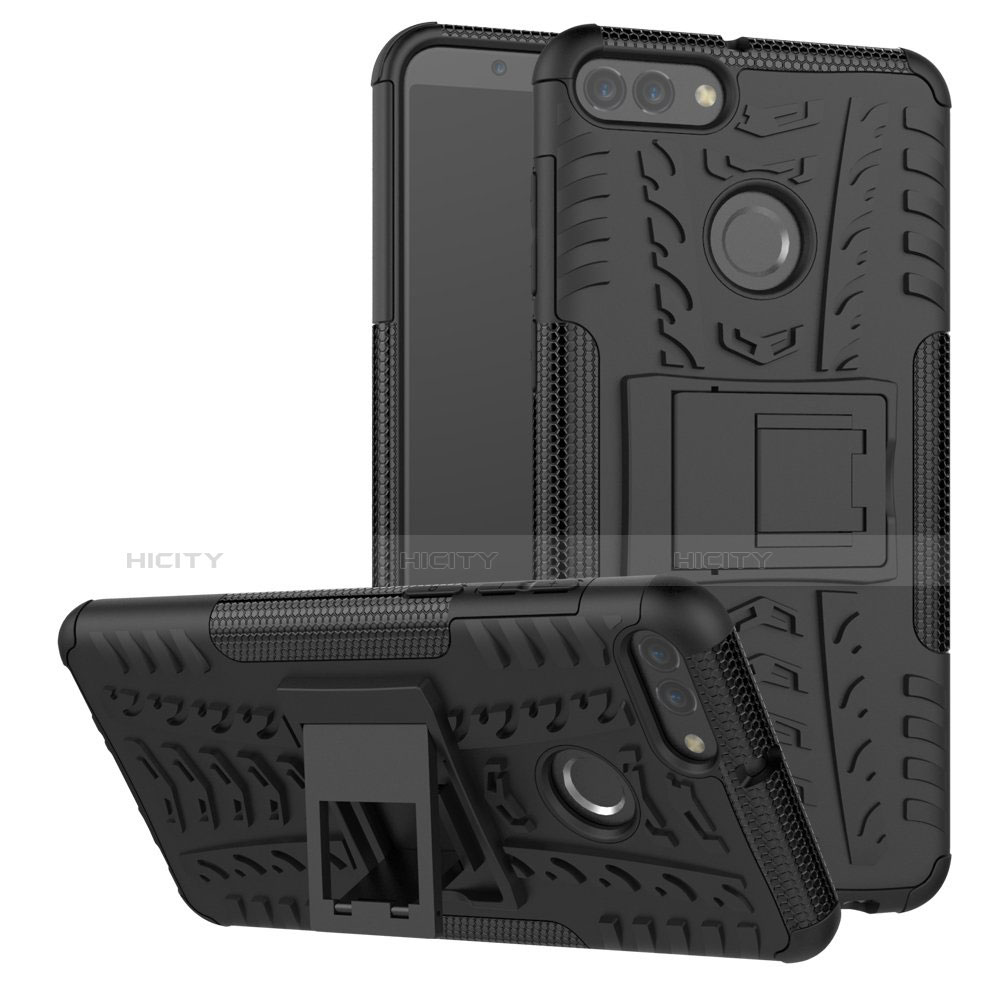 Funda Bumper Silicona y Plastico Mate Carcasa con Soporte para Huawei Enjoy 8 Plus