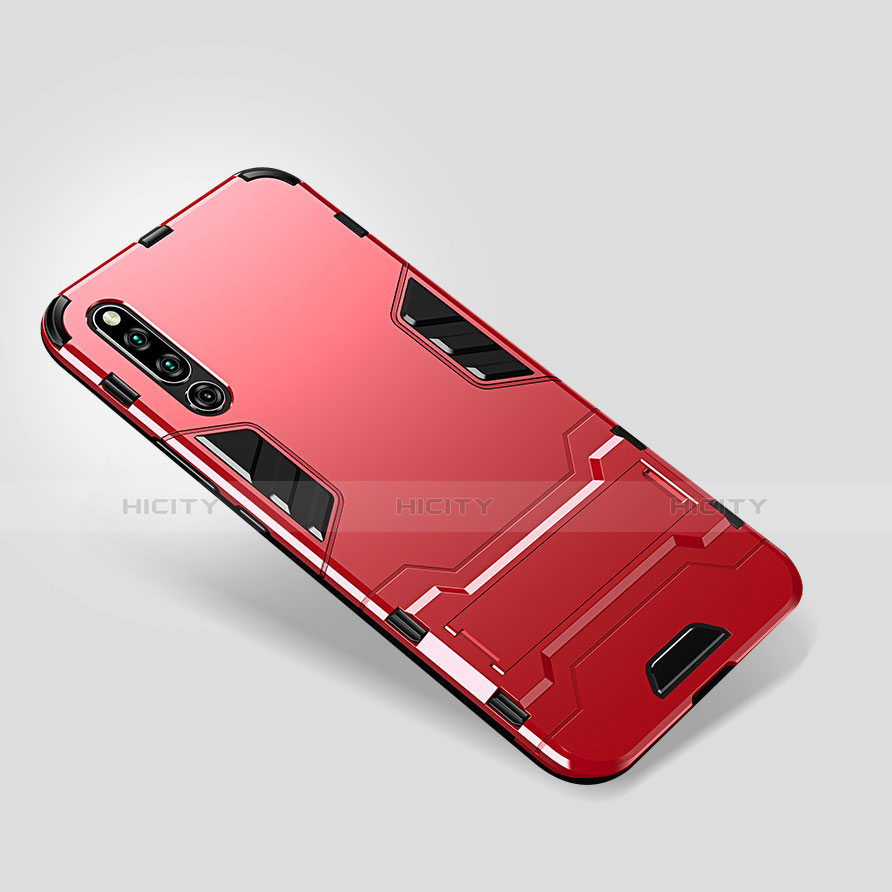 Funda Bumper Silicona y Plastico Mate Carcasa con Soporte para Huawei Honor Magic 2 Rojo