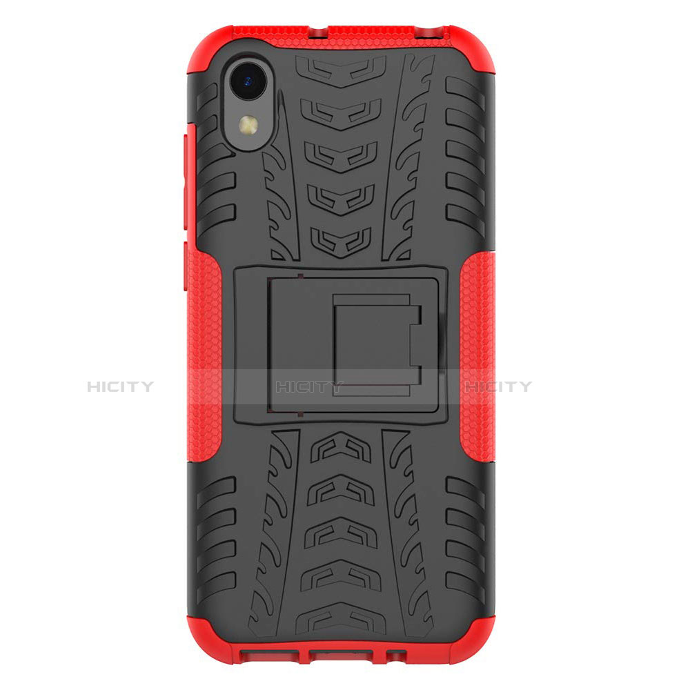 Funda Bumper Silicona y Plastico Mate Carcasa con Soporte para Huawei Honor Play 8 Rojo